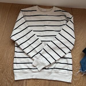 Zara kids Striped Crewneck Sweater in Cream and Black